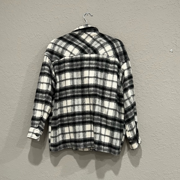 ZARA Womens Plaid Overshirt Shacket
Black White Wool Blend Coat - Picture 6 of 6